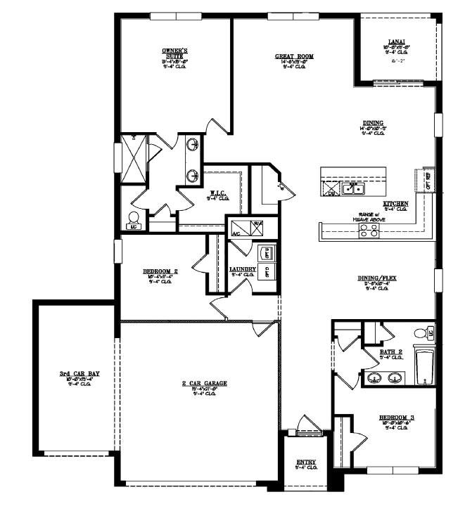 3 Car Floor Plan